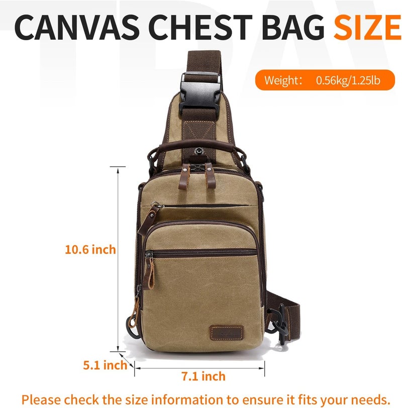 NerIion Nerlion Sling Bag for Men Waxed Canvas Crossbody Bag Chest Bag Water Resistant Shoulder Bag Casual Daypack - Image 3